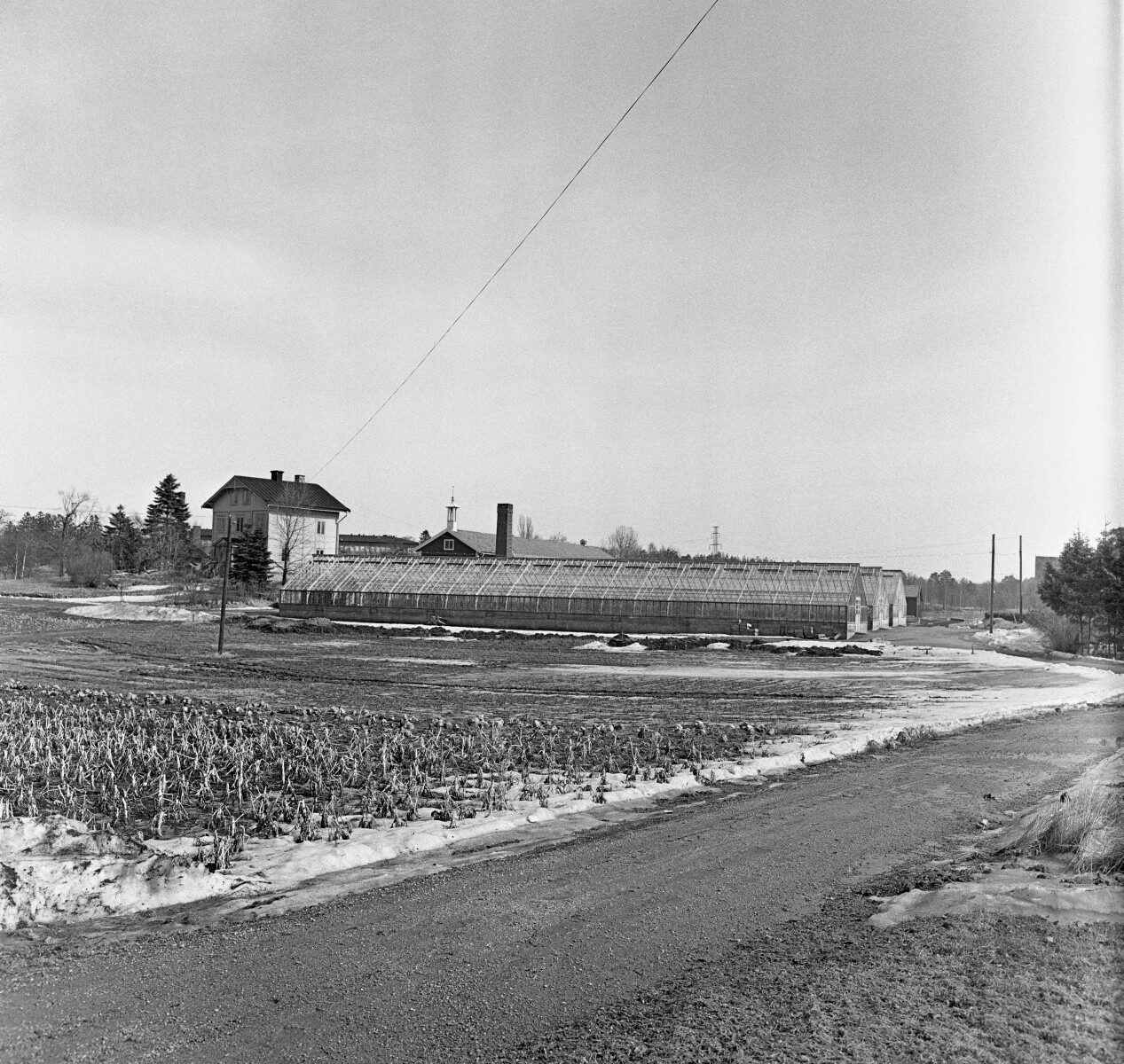 Experimentalfältet, Kungliga Lantbruksakademiens. Trädgårdsmästarbostaden med växthus. Fotograf: Lennart af Petersens.
